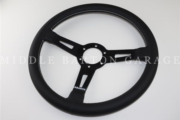 ABARTH LEATHER S/WHEEL BLACK SPOKES